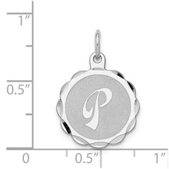 Sterling Silver/Rhodium-plated Brocaded Letter P Initial Pendant