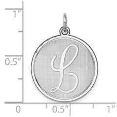 Sterling Silver Rhodium-plated Brocaded Letter L Initial Charm