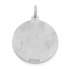 Sterling Silver Rhodium-plated Brocaded Letter W Initial Charm