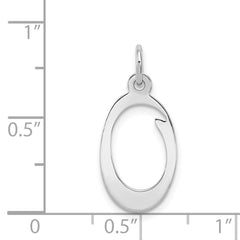 Sterling Silver Rhodium-plated Stamped Letter O Initial Charm