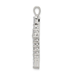 Sterling Silver Rhodium-plated CZ Cross Pendant - 11