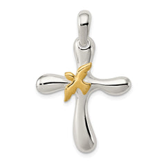 Sterling Silver & Vermeil Dove Cross Pendant