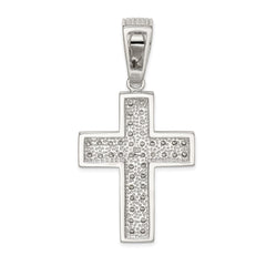 Sterling Silver Rhodium-plated CZ Cross Pendant