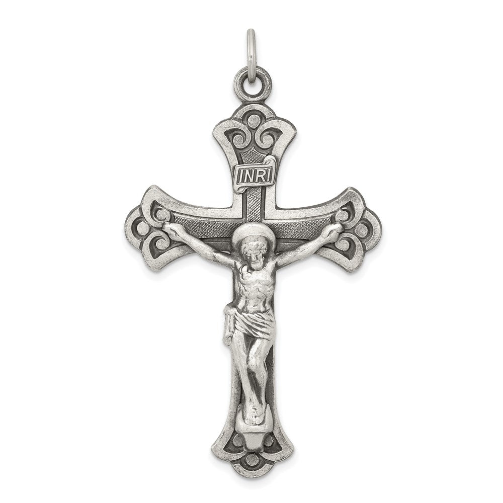 Sterling Silver Antiqued INRI Crucifix Pendant - 5