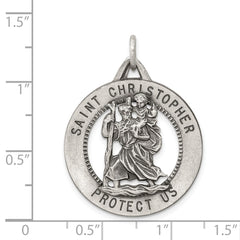 Sterling Silver Antiqued St. Christopher Medal - 23