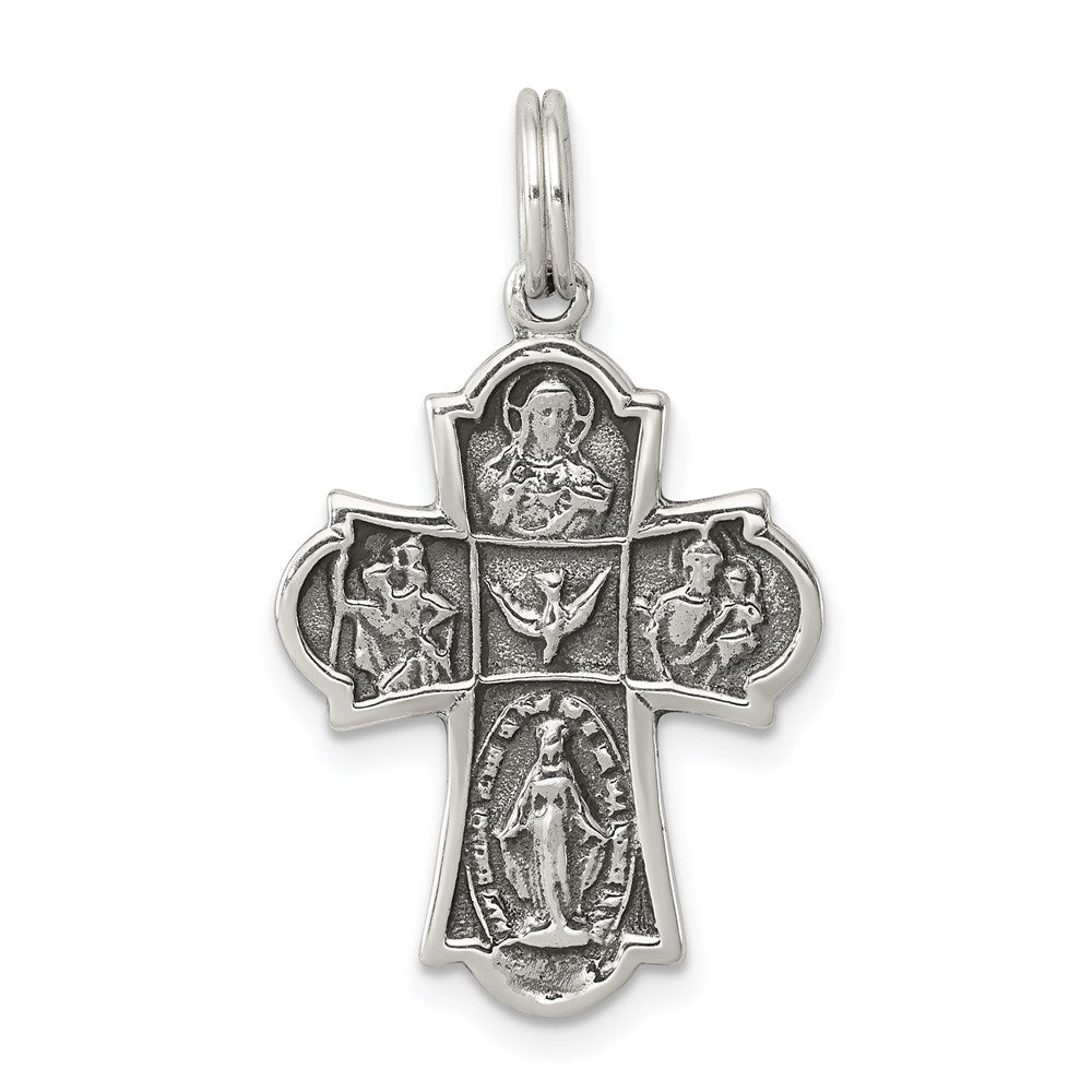 Sterling Silver Antiqued Cross Charm - 5