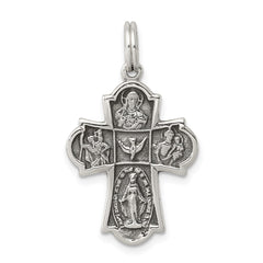 Sterling Silver Antiqued Cross Charm - 5