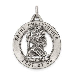 Sterling Silver Antiqued St. Christopher Medal - 23