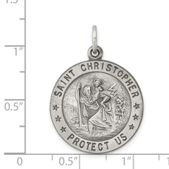 Sterling Silver Antiqued St. Christopher Medal - 11
