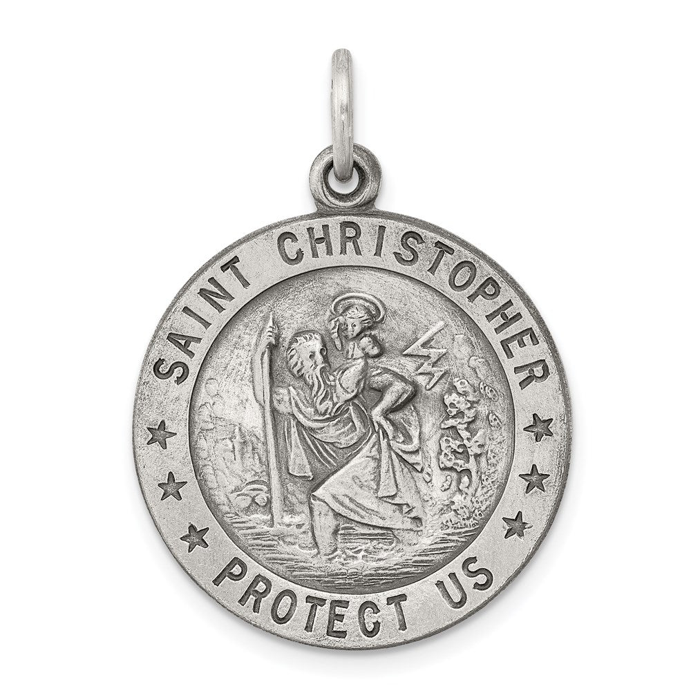 Sterling Silver Antiqued St. Christopher Medal - 11