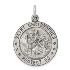 Sterling Silver Antiqued St. Christopher Medal - 11
