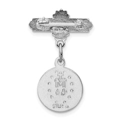 Sterling Silver Platinum-plated Enameled Miraculous Medal Pin - 2