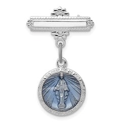 Sterling Silver Platinum-plated Enameled Miraculous Medal Pin - 2