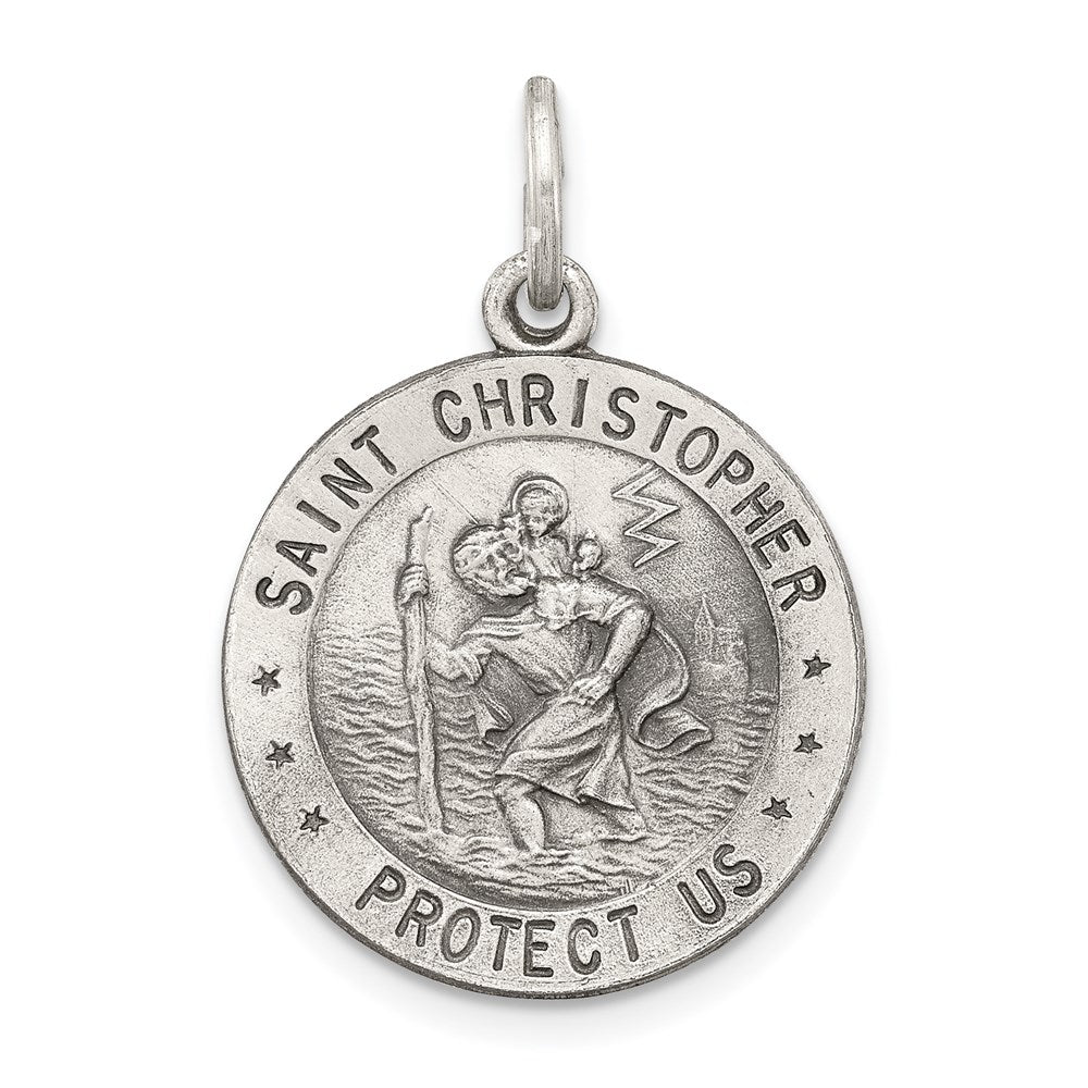 Sterling Silver Antiqued St. Christopher Medal - 10