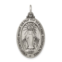 Sterling Silver Antiqued Miraculous Medal - 14