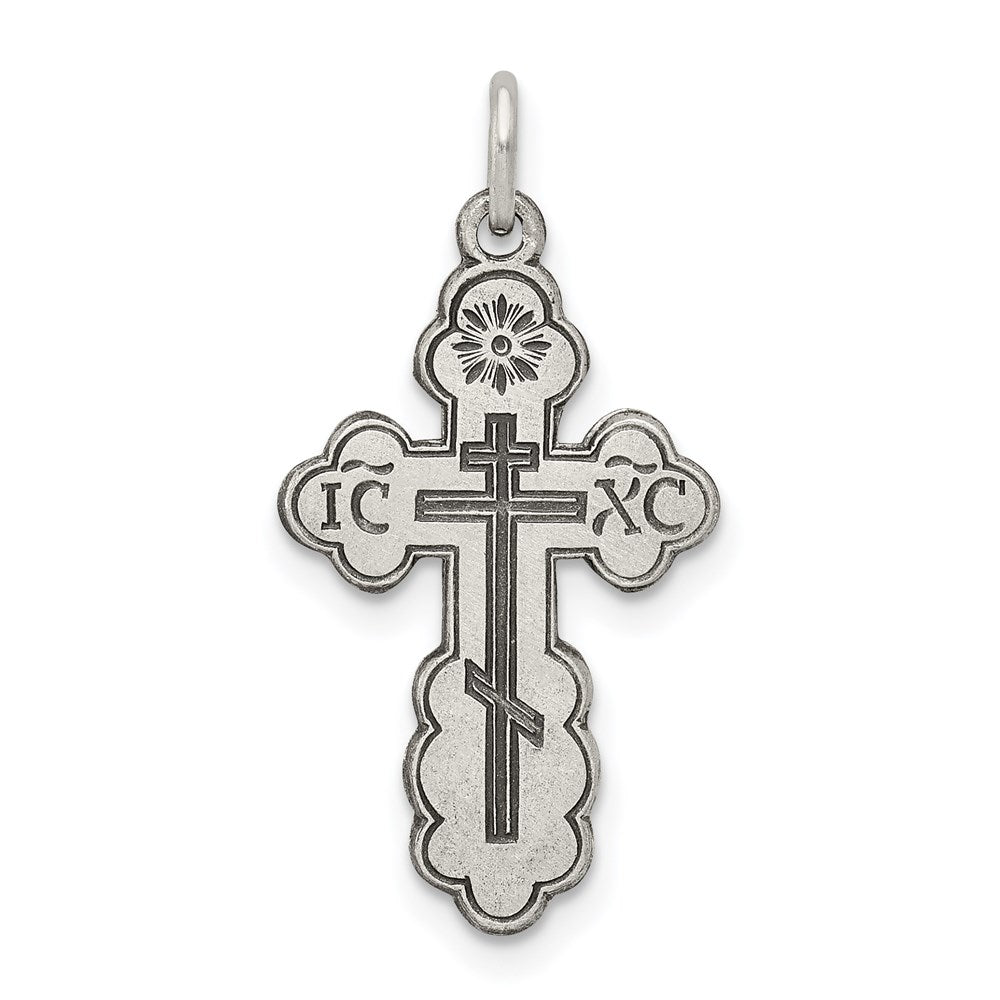 Sterling Silver Antiqued Eastern Orthodox Cross Charm - 2