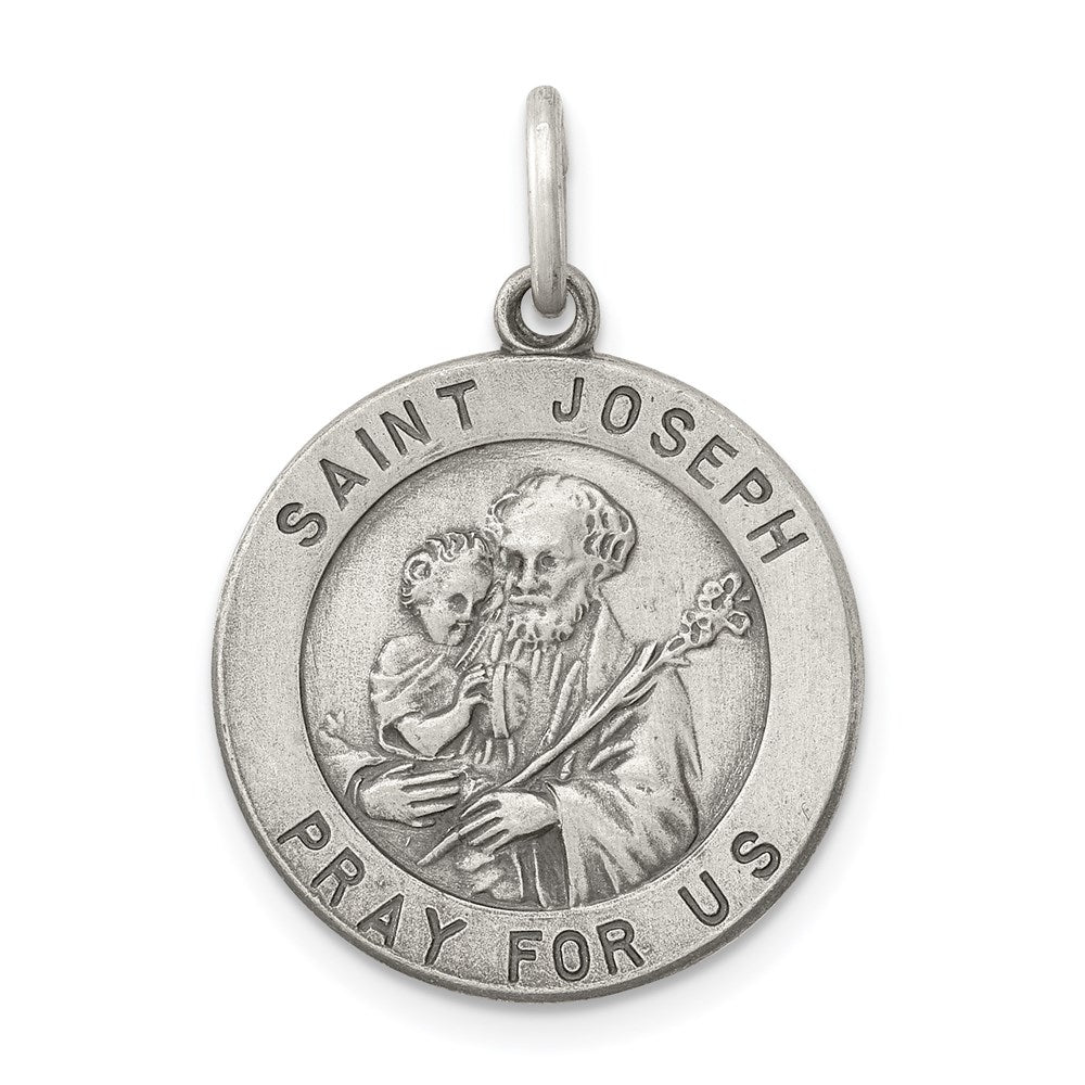 Sterling Silver Antiqued Saint Joseph Medal - 4