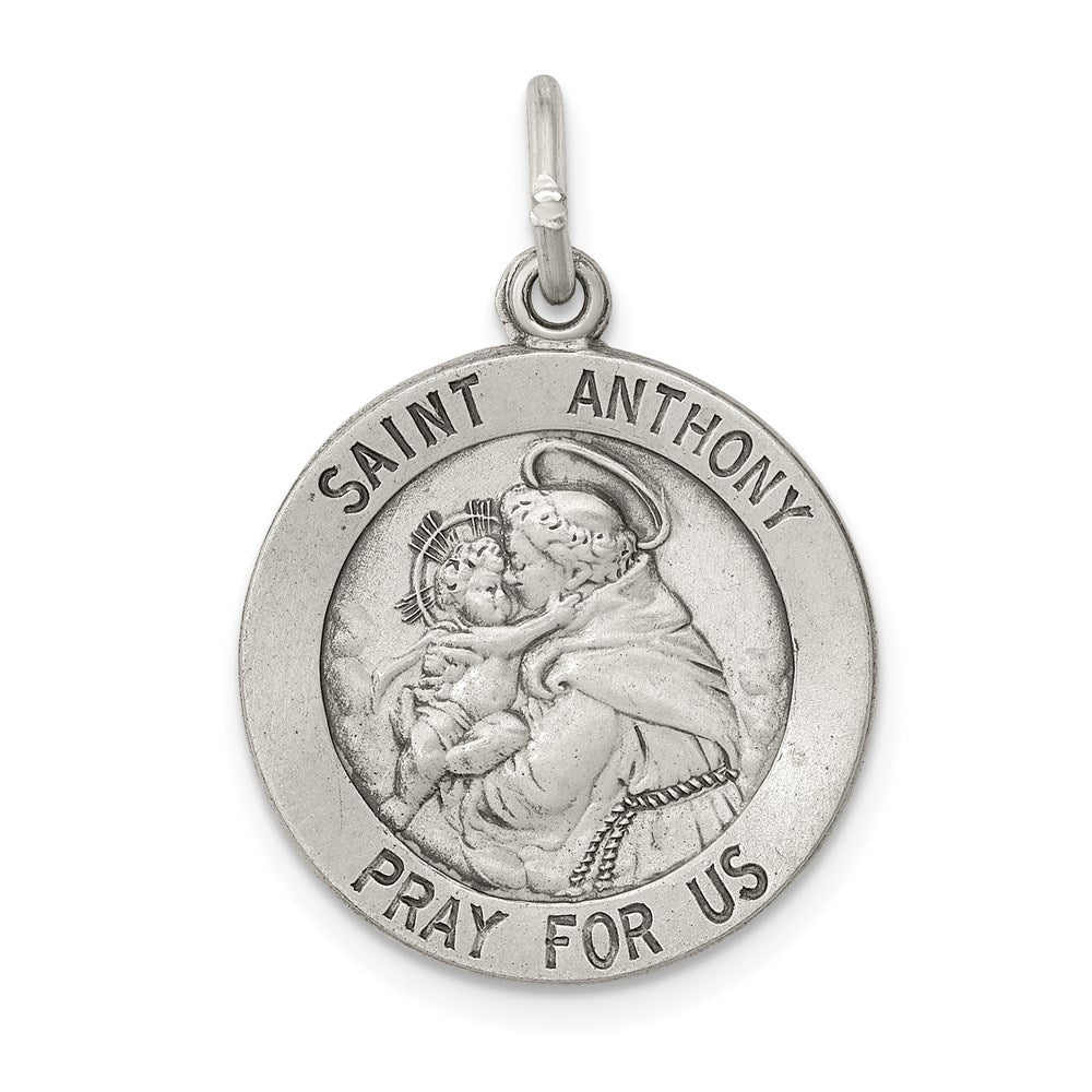 Sterling Silver Antiqued Saint Anthony Medal - 4