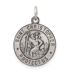 Sterling Silver Antiqued St. Christopher Medal - 13