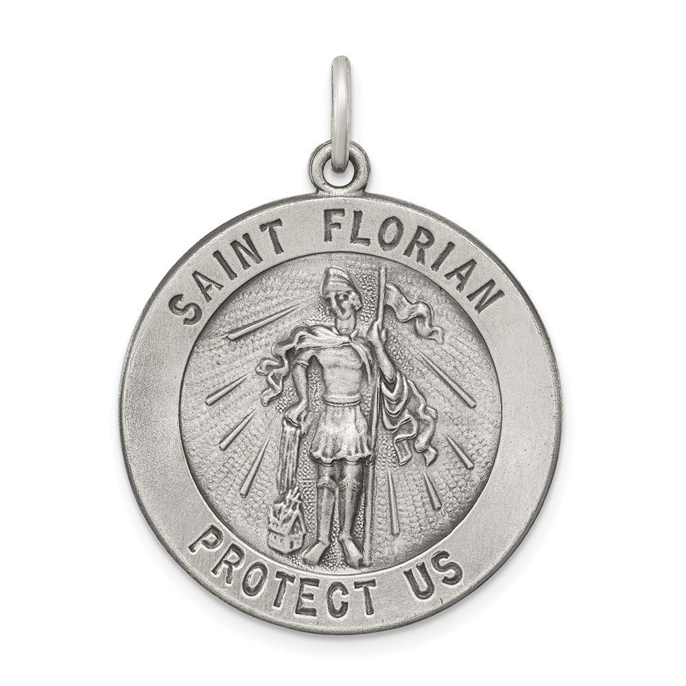 Sterling Silver Antiqued Saint Florian Medal - 4
