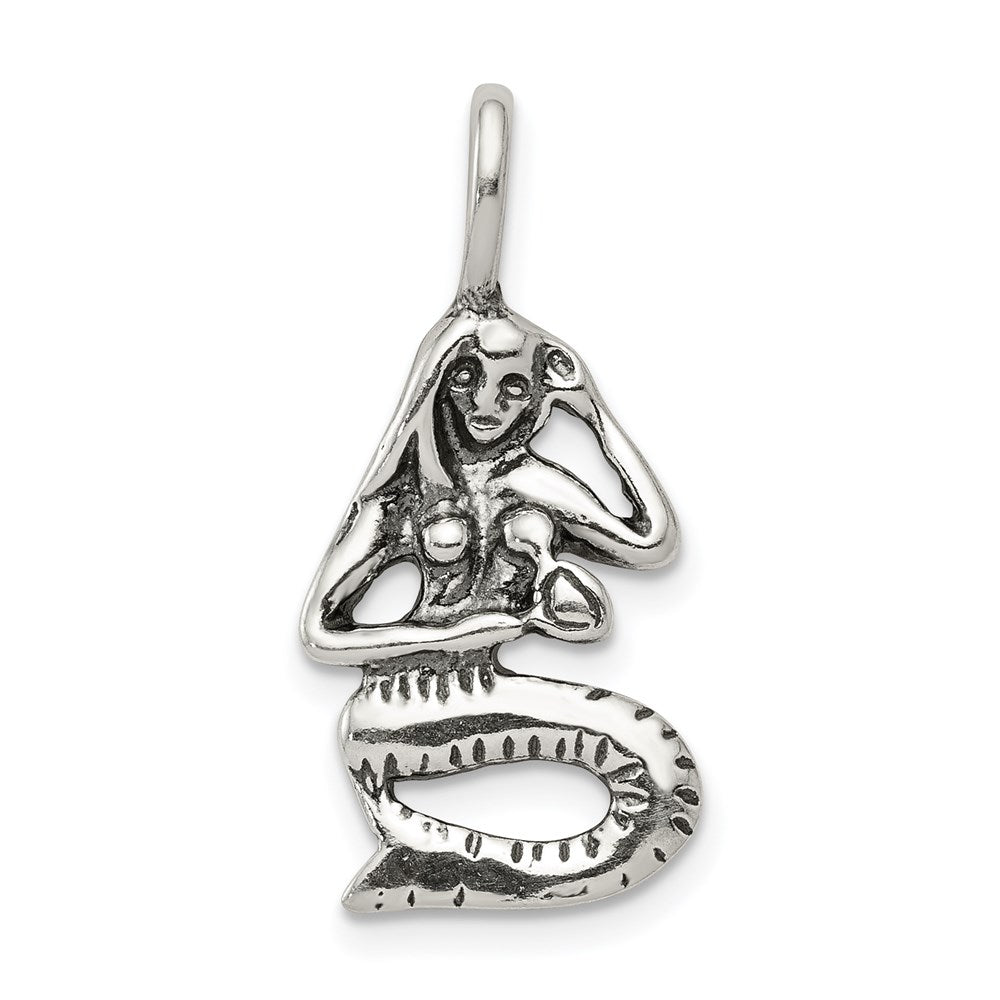 Sterling Silver Antiqued Mermaid Pendant - 2