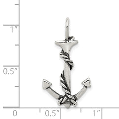Sterling Silver 3D Antiqued Anchor and Rope Pendant - 2