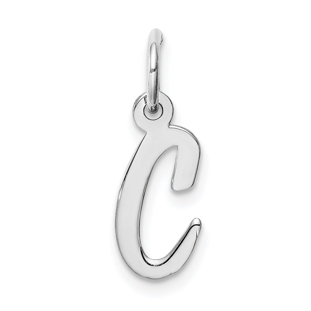 Sterling Silver Rhodium-plated Script Letter C Initial Charm - 2