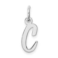 Sterling Silver Rhodium-plated Script Letter C Initial Charm - 2