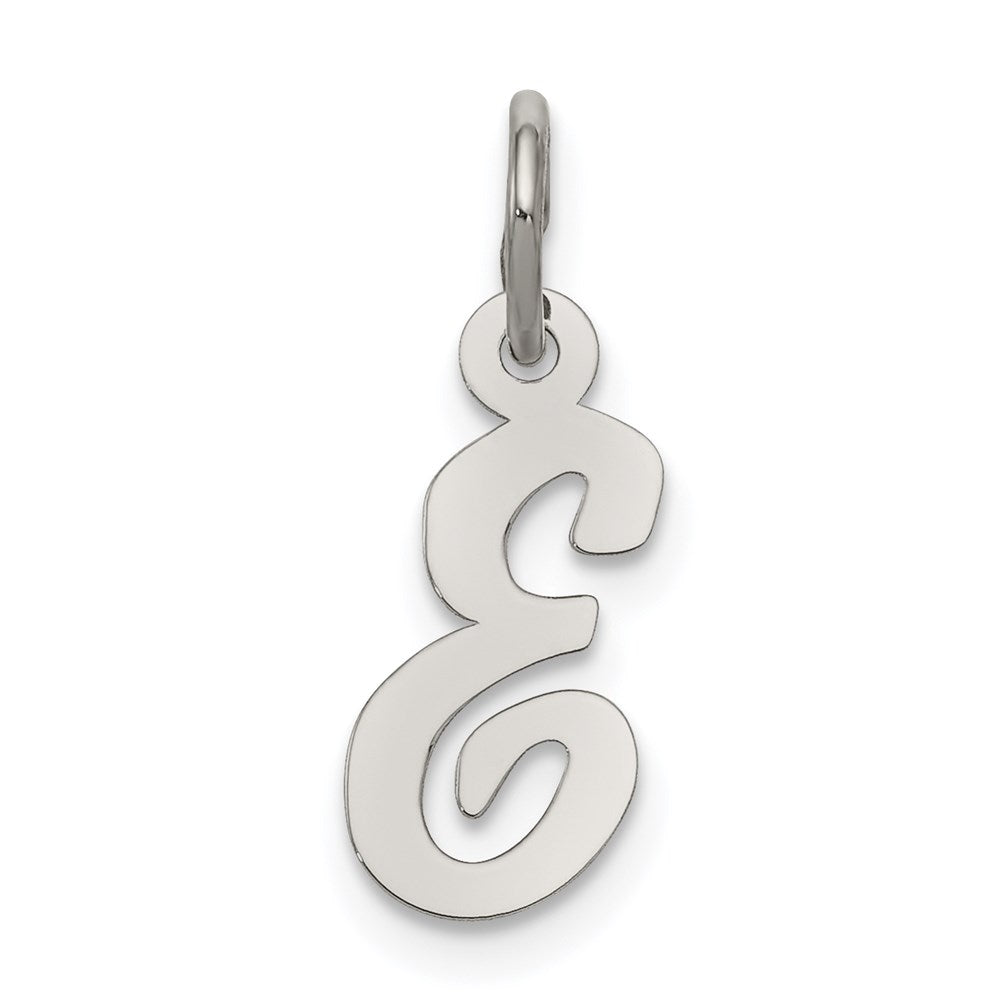 Sterling Silver Rhodium-plated Script Letter E Initial Charm - 3