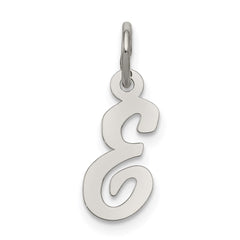 Sterling Silver Rhodium-plated Script Letter E Initial Charm - 3