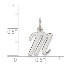 Sterling Silver Rhodium-plated Script Letter M Initial Charm - 3