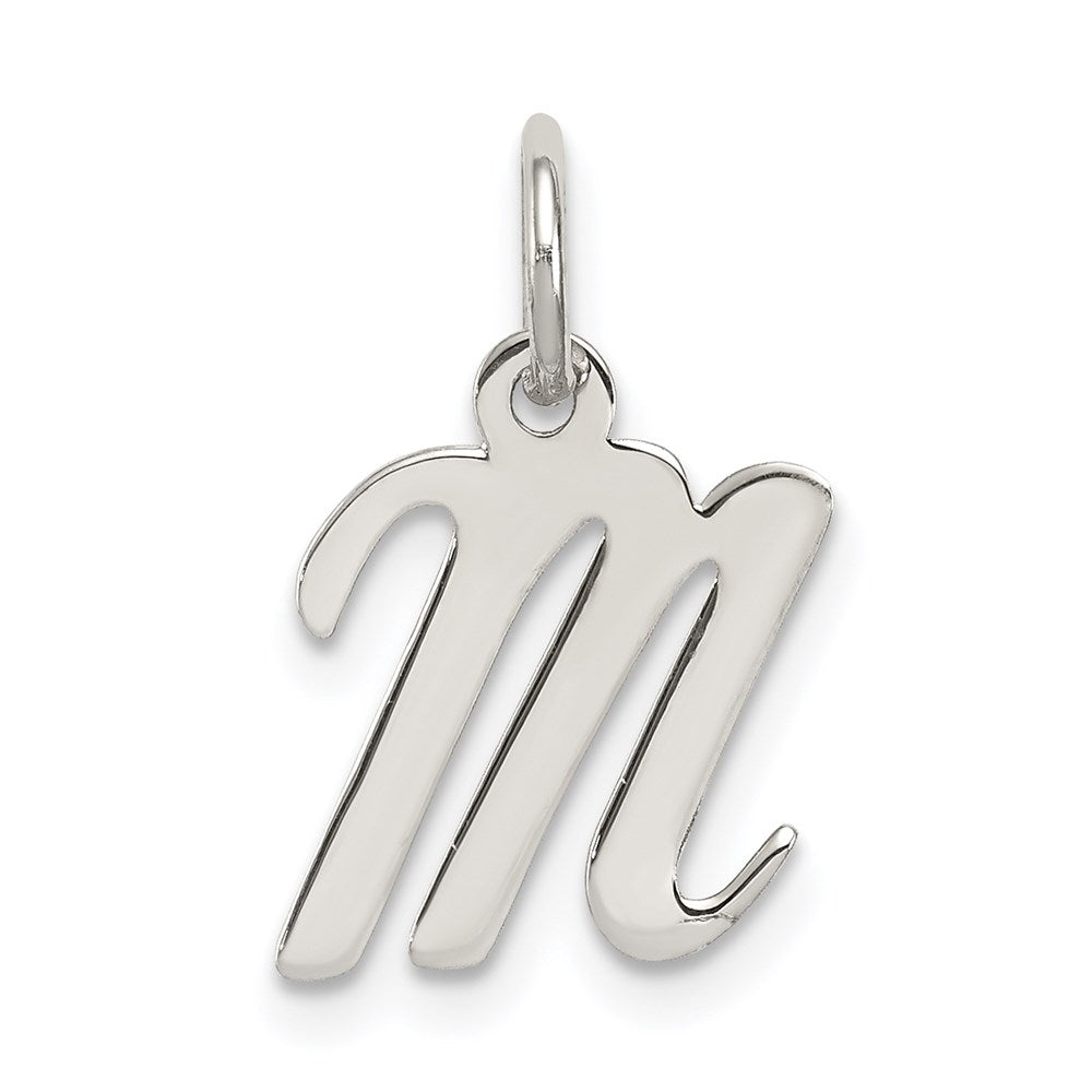 Sterling Silver Rhodium-plated Script Letter M Initial Charm - 3