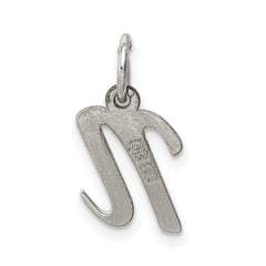 Sterling Silver Rhodium-plated Script Letter N Initial Charm - 2