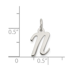 Sterling Silver Rhodium-plated Script Letter N Initial Charm - 2