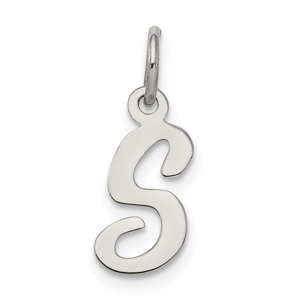 Sterling Silver Rhodium-plated Script Letter S Initial Charm - 3