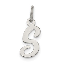 Sterling Silver Rhodium-plated Script Letter S Initial Charm - 3