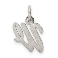 Sterling Silver Rhodium-plated Script Letter W Initial Charm - 3
