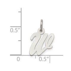 Sterling Silver Rhodium-plated Script Letter W Initial Charm - 3