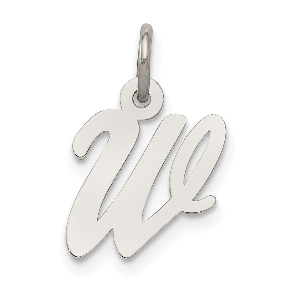 Sterling Silver Rhodium-plated Script Letter W Initial Charm - 3
