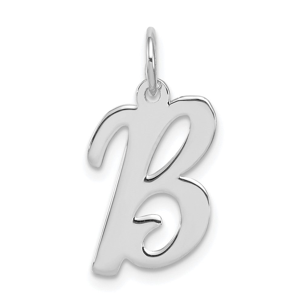 Sterling Silver Rhodium-plated Script Letter B Initial Charm - 2