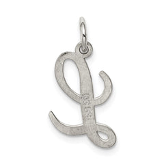 Sterling Silver Rhodium-plated Script Letter L Initial Charm - 2