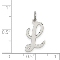 Sterling Silver Rhodium-plated Script Letter L Initial Charm - 2