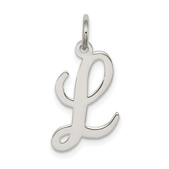 Sterling Silver Rhodium-plated Script Letter L Initial Charm - 2