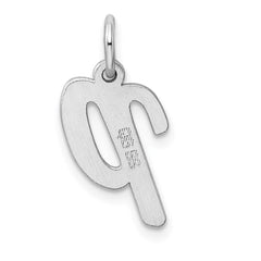 Sterling Silver Rhodium-plated Script Letter P Initial Charm - 2