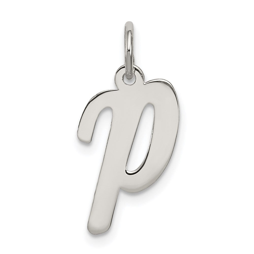 Sterling Silver Rhodium-plated Script Letter P Initial Charm - 2