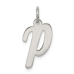 Sterling Silver Rhodium-plated Script Letter P Initial Charm - 2