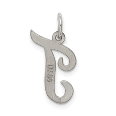 Sterling Silver Rhodium-plated Script Letter T Initial Charm - 2