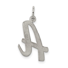 Sterling Silver Rhodium-plated Script Letter A Initial Charm - 3