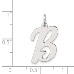 Sterling Silver Rhodium-plated Script Letter B Initial Charm - 3