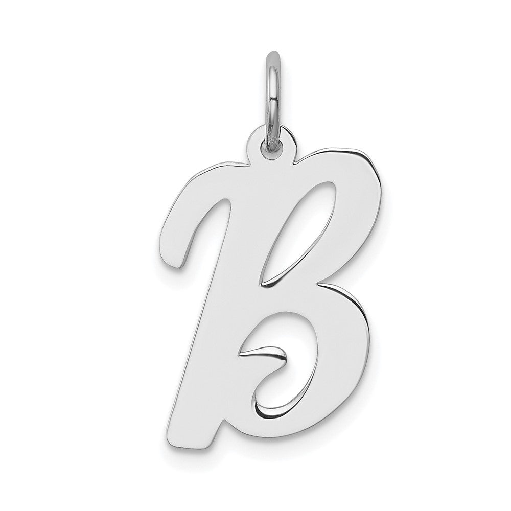 Sterling Silver Rhodium-plated Script Letter B Initial Charm - 3